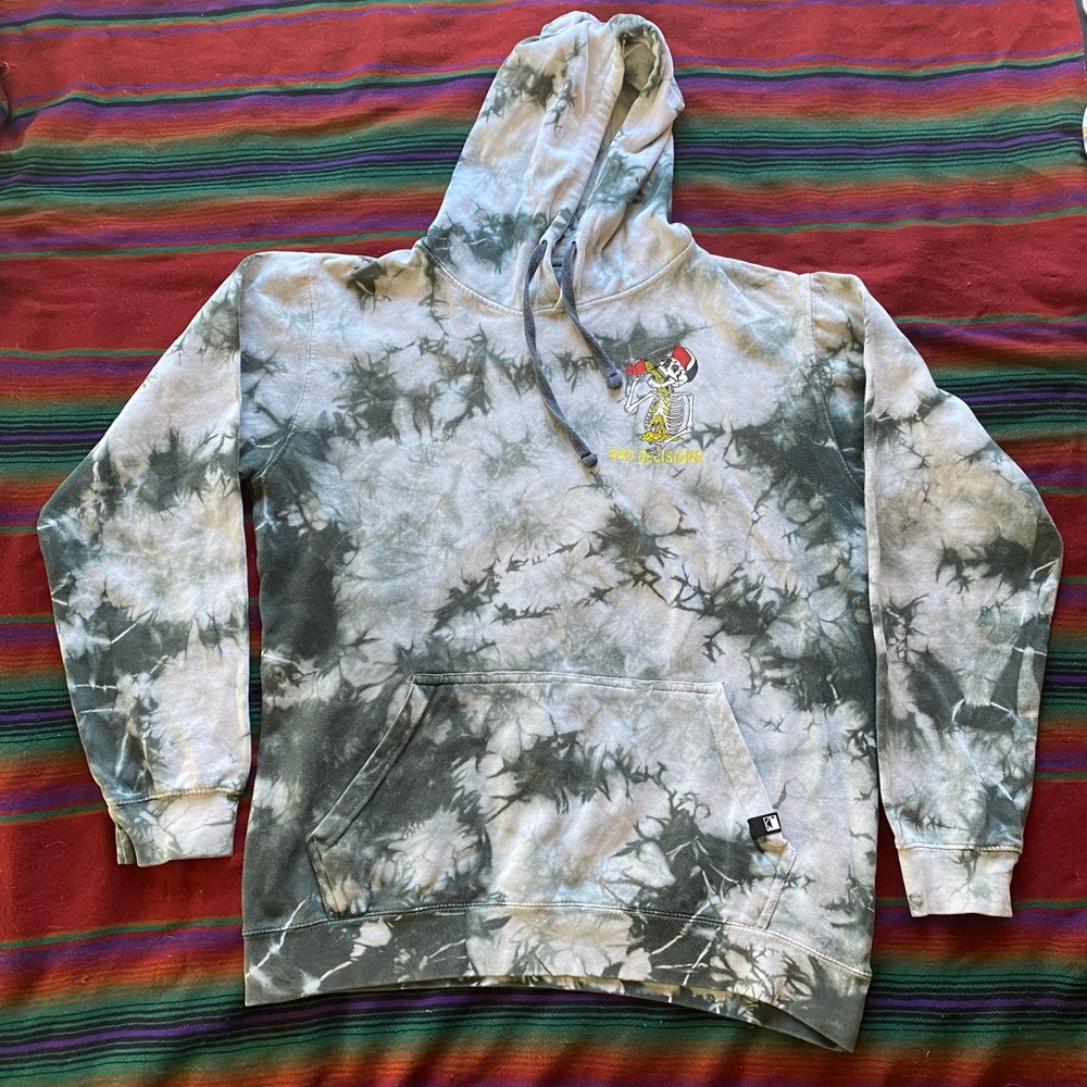 Dikotomy Reverse Tie dye Bad Decisions Hoodie Sweater! Size Large!